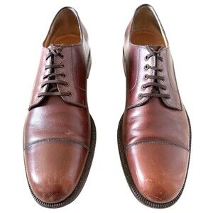 Salvatore Ferragamo Brown Leather Cap Toe Lace Up Shoes Men’s Size 9.5D